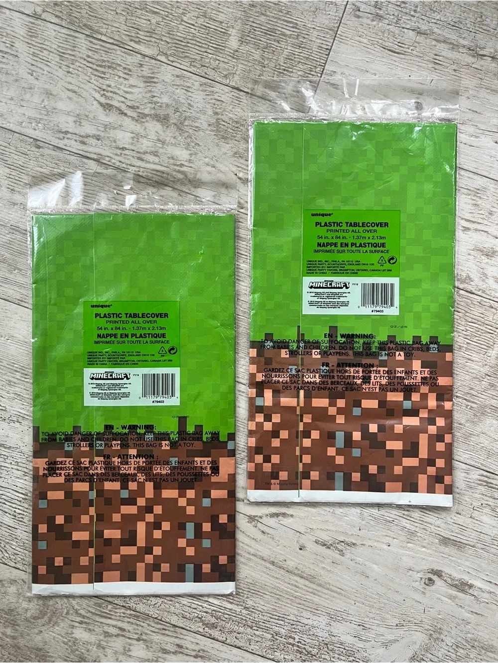 Minecraft Disposable Birthday Party Tablecloth Table-cover lot of 2